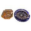 Image 1 : 2 Vintage Cut Crystal Coloured Ashtrays