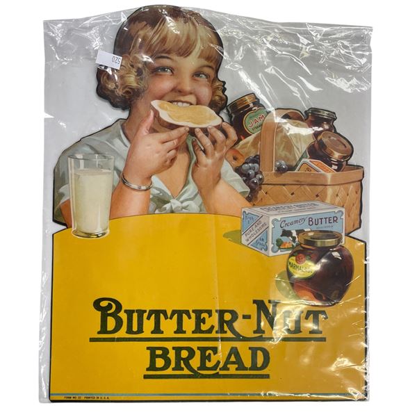 Original Vintage Butter-Nut Bread Form No.22 Cardboard Advertising Sign