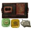 Image 2 : 12 Vintage DÃ©cor, Barney's Glass Ashtray, Vintage Pair of Tiny Embossed Antique Profils Ashtray & M