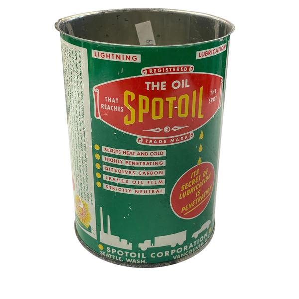 Vintage The Oil Spotoil Oil Additive Lubricant Can, Empty Without Lid