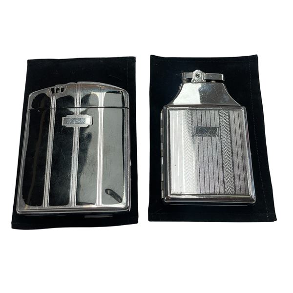 2 Vintage Gas Lighters & Cigarette Holder: Ronson, Auer with Velvet Pouches