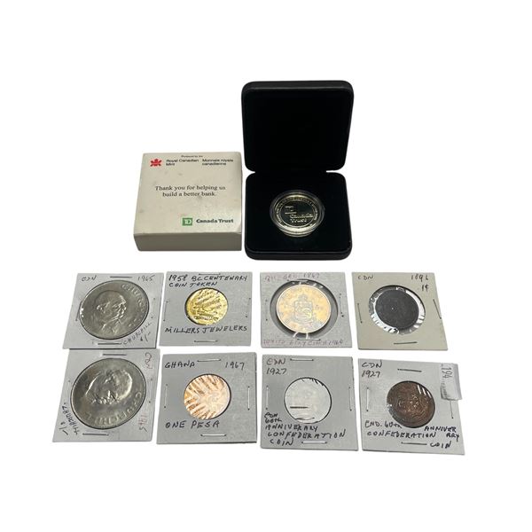 Variety of World Coins/Tokens: Churchill, Centennial & More