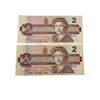 Image 3 : 4 Vintage Canadian Bank Notes: 3x $2 Bills (1986) & $1 Bill (1973)