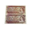 Image 3 : 5 Vintage Canadian Bank Notes: 2x $2 Bills (1974) & 3x $1 (1973)