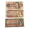 Image 1 : 3x Vintage Canadian $2 Bank Notes (1954, 1974, 1986)