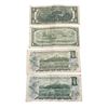 Image 2 : American Two Dollar Bill & 3 Canadian One Dollar Bills Vintage Paper Currency
