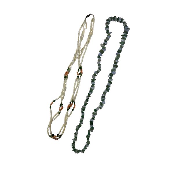 2 Necklaces With Jade Accents