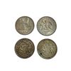 Image 2 : 4 World Coins: 2x Silver Canadian Half Dollars (1963/1964), USA Kenndy Half Dollar, & More