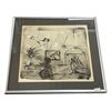 Image 1 : Original 1970 Joao Barreto Bailote Ink & Wash Painting "Dog At Hearth"
