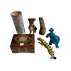 Image 1 : Vintage Variety Lot: Horn Carved Feline, Jade Top Box, Foo Dog, Disney's Tramp Dog, & More