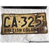 Image 2 : 2 Vintage Collectibles: 1937 B.C. License Plate & Framer 1913 Mercer Print