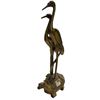 Image 2 : Vintage Heavy Brass Crane On Dragon Headed Turtle