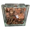 Image 1 : Clear Square Glass Block Full Of Pennies (Usa & Canada)