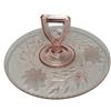 Image 1 : Pink Etched Depression Glass Handled Plate