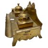 Image 2 : Vintage Heavy Brass Inkwell Set