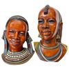 Image 2 : 3pcs Of Collectible African Pieces: 2 Wall Hanging Heads & D-Shaped Vase