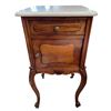 Image 2 : Pair Of Vintage Marble Top Bow Legged Side Tables On Castor Wheels