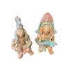 Image 2 : 4 Vintage Collectibles: 2 Mayan Pottery Figurines, Vase, & African Lidded Stone Container