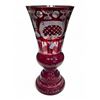 Image 1 : Vintage Czech Ruby Red Cut Crystal Vase
