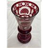 Image 2 : Vintage Czech Ruby Red Cut Crystal Vase