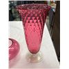 Image 2 : 2 Vintage Pink Flash Glass Pieces: Vase & Bowl