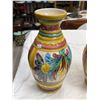 Image 2 : 2 Vintage Painted Pottery Vases (Small Chipping)