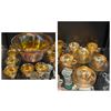 Image 1 : Vintage Carnival Glass Punch Bowl + Cups & Teacups + Saucers