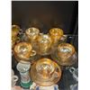 Image 2 : Vintage Carnival Glass Punch Bowl + Cups & Teacups + Saucers