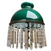 Image 2 : Vintage Brass Boudoir Lamp w Green Glass Shade and Crytal Tassels