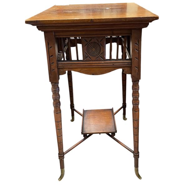Vintage Brass Footed Square Top Side Table