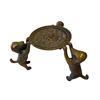 Image 2 : Unique Asian 3 Dog Metal Pedestal w Hand painted Dragon Cup