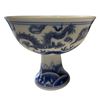 Image 2 : Blue & White Porcelain 5 Toe Dragon Stemmed Bowl