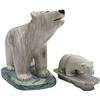 Image 1 : 2 Vintage Inuit Hand Carved Soapstone Polar Bear Figurines (Small One Signed On Bottom)
