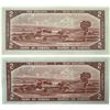 Image 2 : 2 x 1954 Canadian 2 Dollar Bank Note