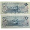Image 2 : 2 Vintage Canadian $5 Bank Notes 1972 & 1979