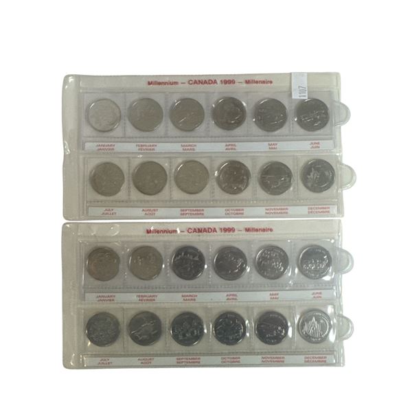 2x Canadian 1999 Millennium Quarter Sets