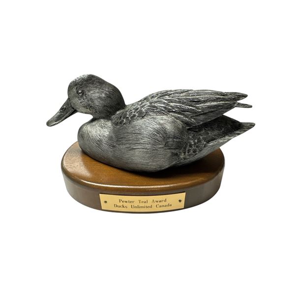 Vintage Ducks Unlimited Canada Pewter Teal Award Duck Figurine