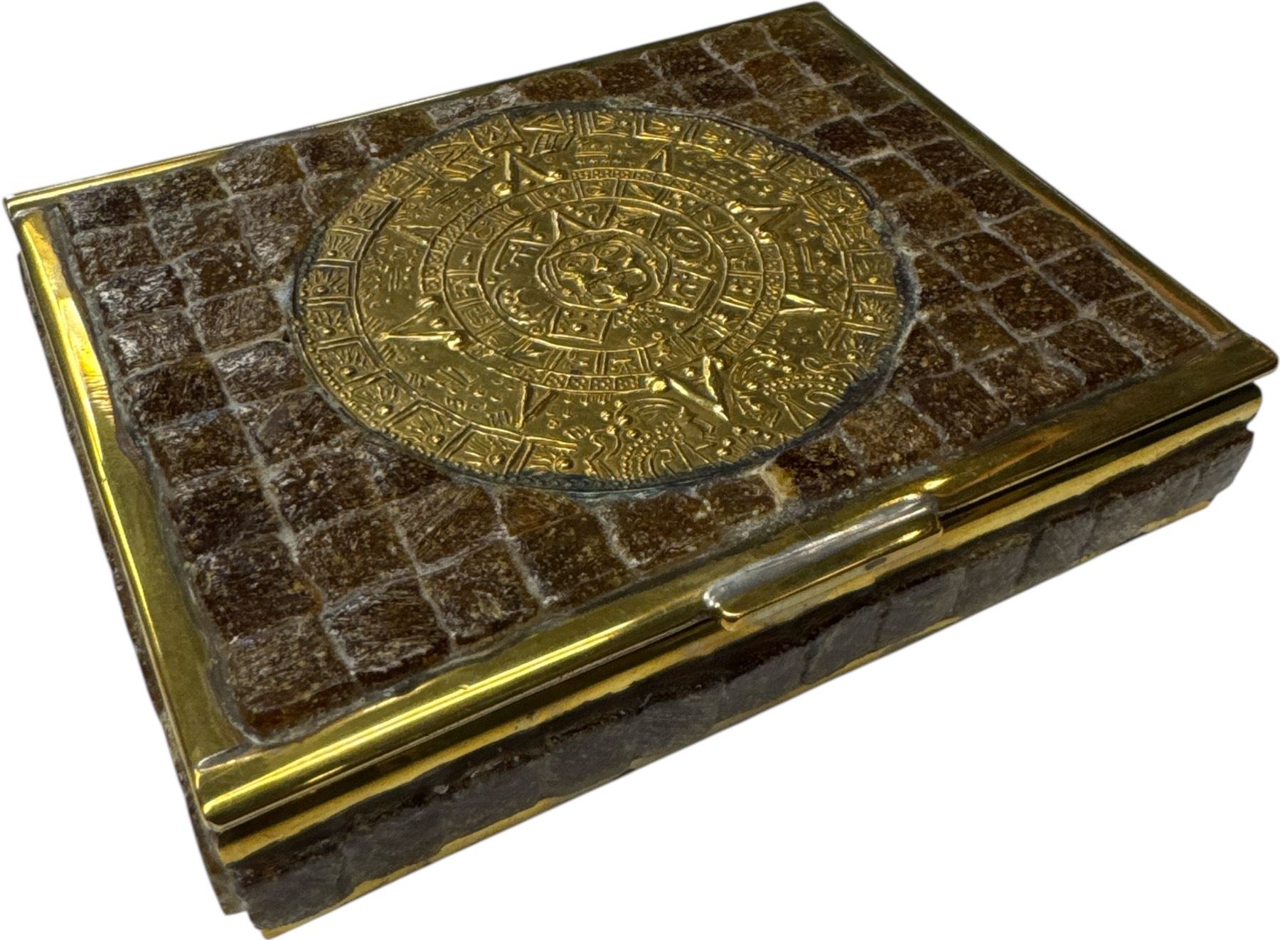 Aztec Target Box Vintage Mexican Aztec Themed Cigarette Box