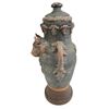 Image 2 : Vintage Lidded Bull Accent Pottery Vase