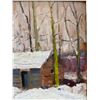 Image 2 : Vintage Original Oil On Canvas Painting Cabin Scene Artist Signed M.N