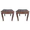 Image 1 : Pair Of Vintage Glass Top Rose Wood Wide Tables