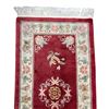 Image 2 : Vintage Asian Red Tasseled Area Rug With Floral, Incense Burner, & Vase Details