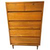 Image 1 : Vintage Mid Century Modern Highboy Dresser With Double Locking Drawers (With Key)