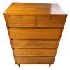 Image 2 : Vintage Mid Century Modern Highboy Dresser With Double Locking Drawers (With Key)