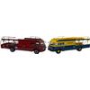 Image 1 : 2 Vintage Old Cars Model Car Transporter Trucks: Ferrari & Maserati