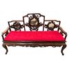 Image 1 : Beautiful Vintage Sofa w Carved Rosewood With Stone Inlays