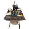 Image 1 : Vintage Barley Twist Parlor Table w Information Sign, Magic Lantern and Dick Tracy Toys