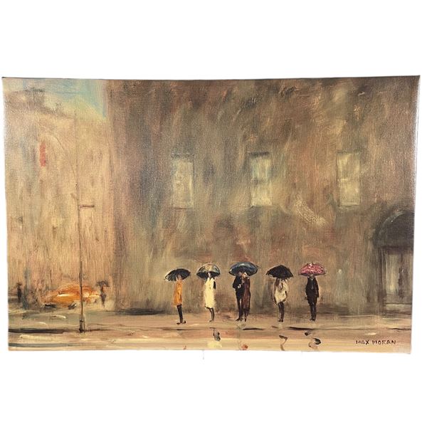 Max Moran Print People in the Rain with Umbrellas