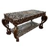 Image 1 : Beautiful Vintage Rosewood Carved Floral Detailed Coffee Tabel with crack on Top