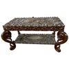Image 2 : Beautiful Vintage Rosewood Carved Floral Detailed Coffee Tabel with crack on Top
